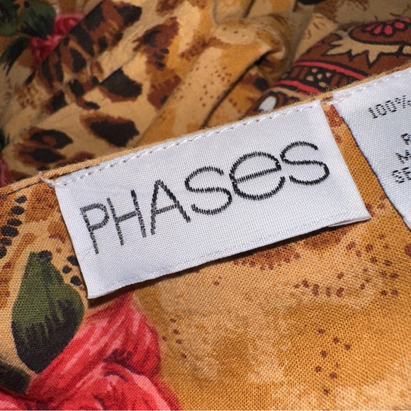 Vtg Phases Women’s House Patio Dress Size Med Cheetah Rose Print 100% Cotton - Picture 11 of 14